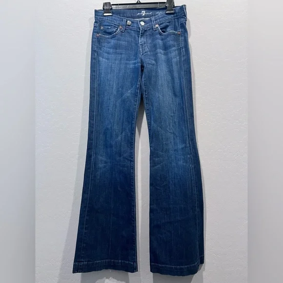 7 for All Mankind DOJO Jeans Women’s Size 27 Dark Wash Flare Leg U115B380S - Picture 2 of 9